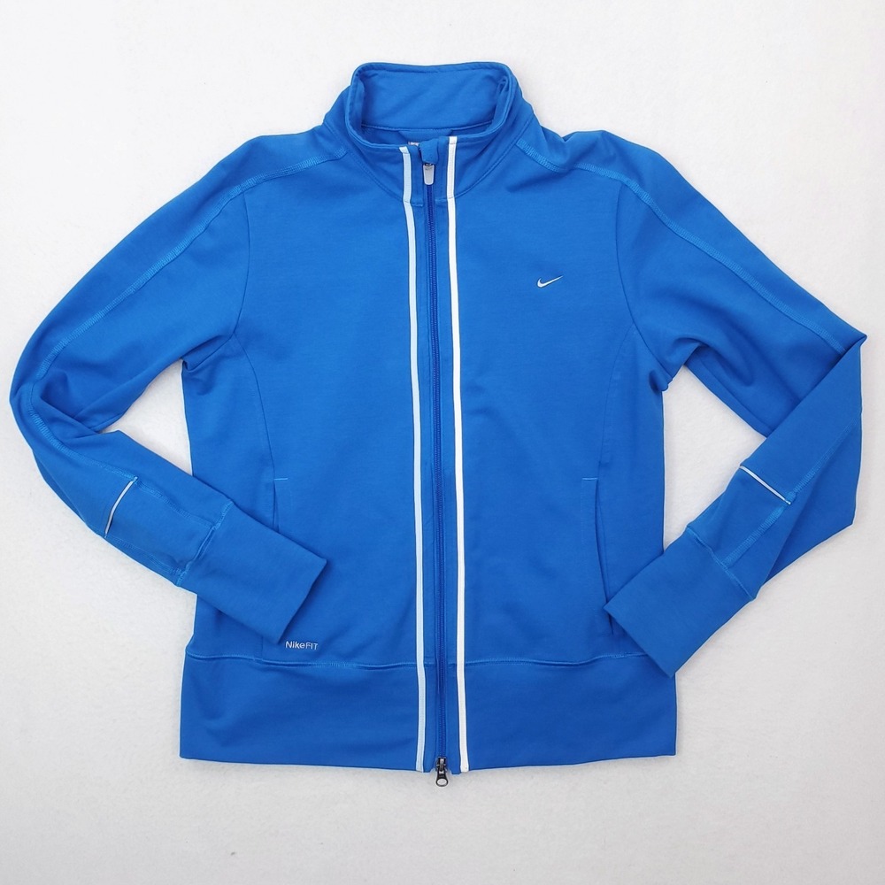 Nike Track Jacket Womens Large Blue Fit Dry Reflective Running